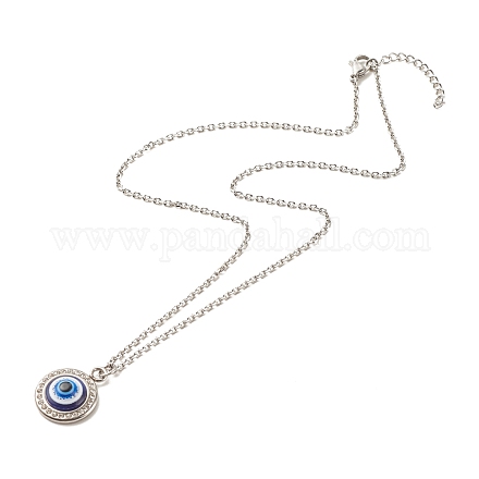 Stainless Steel Evil Eye Pendant Necklace for Women NJEW-JN03893-1