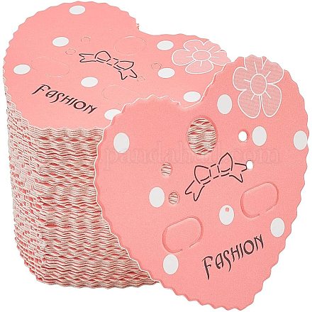 FINGERINSPIRE 300Pcs Heart Earring Display Cards Tomato Color Cardboard Earring Cards Earring Display Hanging Cards for Jewelry Accessory Display CDIS-FG0001-45-1