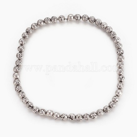 Electroplated Natural Lava Rock Beads Strands G-P400-05AS-1