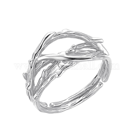 Shegrace anelli regolabili con ramo in argento sterling placcato rodio JR833A-1