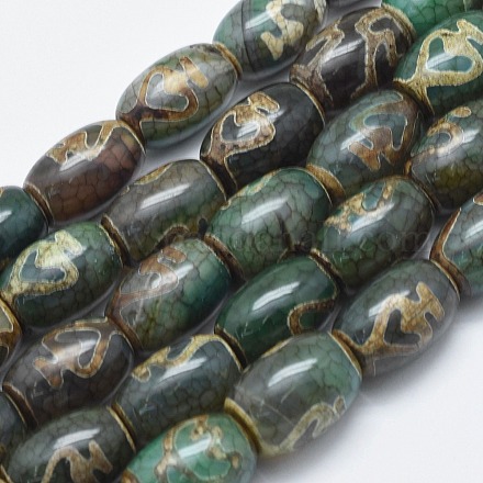 Brins de perles dzi à motif de bouteille de nectar de style tibétain TDZI-I002-08A-1