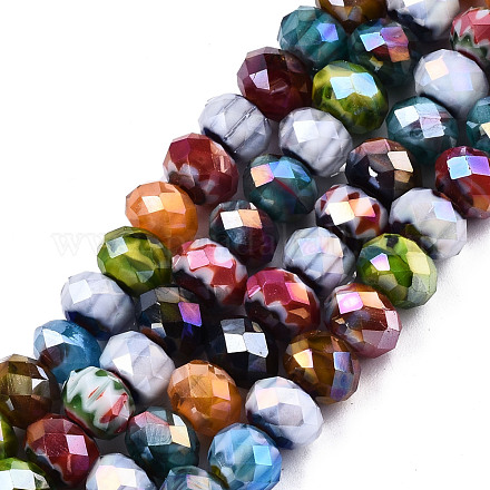 Brins de perles de verre millefiori à facettes faites à la main X-LK-T001-09-1