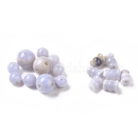 Perles gourou 3 trou en agate de dentelle bleue naturelle G-L533-13C-1