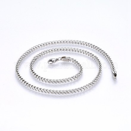 304 Stainless Steel Wheat Chain Necklaces NJEW-F227-04P-01-1