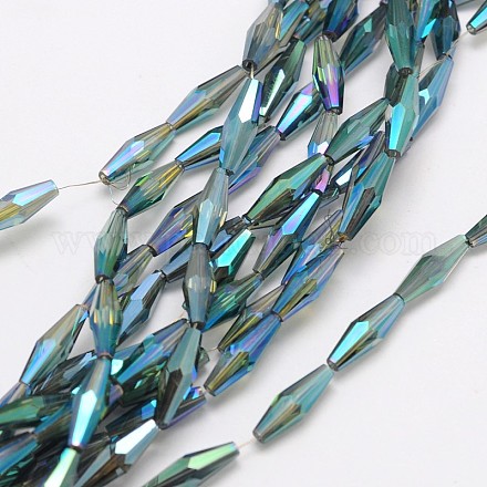 Faceted Rice Electroplated Glass Beads Strands EGLA-F103-06A-1
