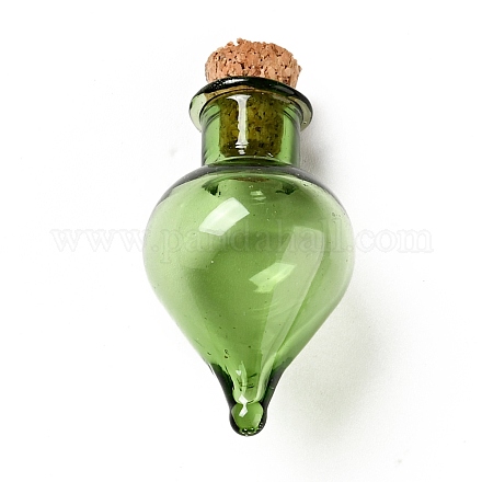Ornement de bouteilles de liège en verre en forme de larme AJEW-A039-01G-1