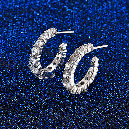 Orecchini ad anello in ottone con micro pavè di zirconi cubici WG8711-1