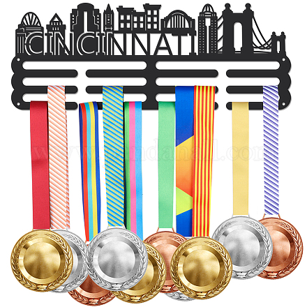 Estante de pared de exhibición de soporte de suspensión de medalla de hierro con tema de Cincinnati ODIS-WH0021-410-1