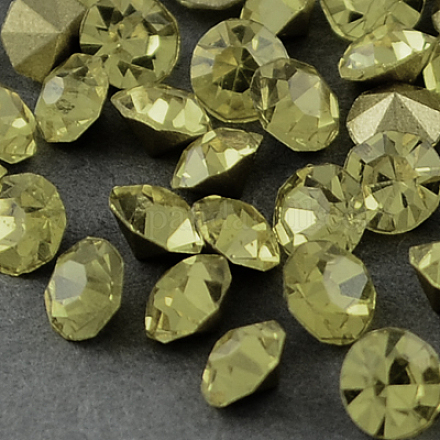 A級ガラス尖底シャトンラインストーン  バックメッキ  ダイヤモンド  黄水仙  3.3~3.4mm  約144個/グロス RGLA-PP26-16A-1