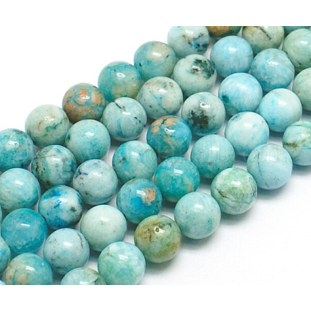 Brins de perles rondes en hémimorphite de pierres précieuses naturelles G-L145-14mm-01-1