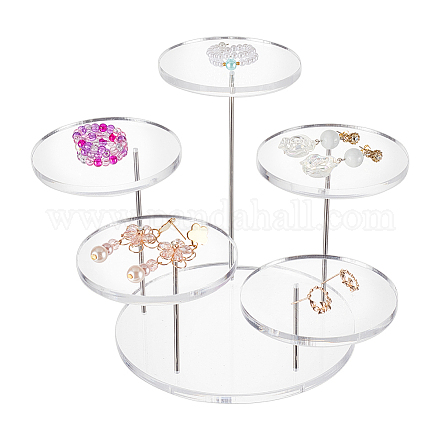 Fingerinspire présentoir rond en acrylique 5 niveau en acrylique transparent présentoirs à bijoux rotatifs de 3 pouces support d'affichage d'article en acrylique pour figurines d'action RDIS-WH0018-06A-1
