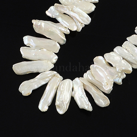 Fili di perle di perle keshi di perle barocche naturali rettangolari PEAR-Q004-27-1