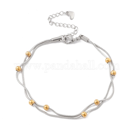 Vacuum Plating 304 Stainless Steel Double Satellite Chains Multi-strand Anklet STAS-E001-09P-1