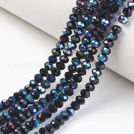 Electroplate Opaque Solid Color Glass Beads Strands X-EGLA-A034-P4mm-L01-1