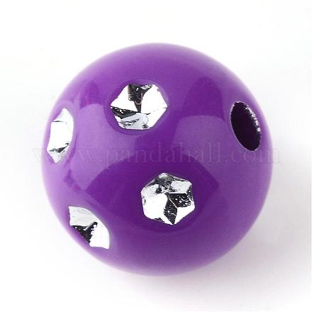 Plating Acrylic Beads PACR-S454-6mm-02-1
