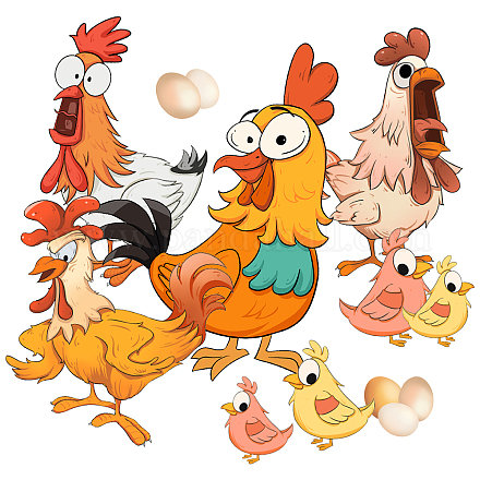 SUPERDANT Funny Chicken Wall Stickers Rooster Hen Chick Wall Decals with Eggs Wall Decor Vinyl Wall Decoration for Kids Bedroom Playroom Kitchen Pantry Refrigerator Decor 29mmx42mm DIY-WH0228-459-1