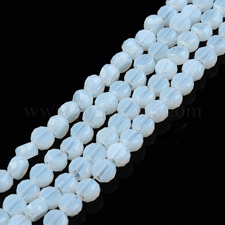 Hebras de perlas de vidrio de imitación de jade transparente GLAA-N052-05A-B06-1
