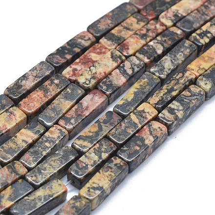 Chapelets de perles de jaspe en peau de léopard naturel G-F631-E17-1
