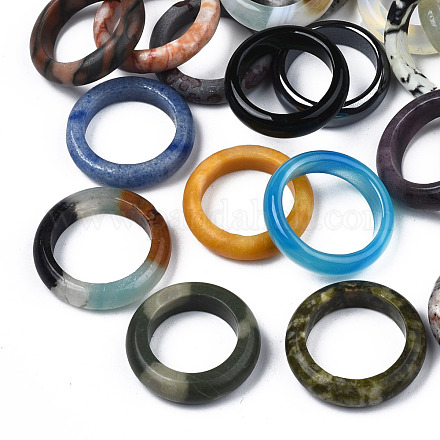 Natürlicher und synthetischer gemischter Stein-Ring mit glattem Band für Damen G-N0326-99-1
