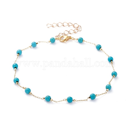 Bracelets de cheville synthétiques turquoise AJEW-AN00288-01-1