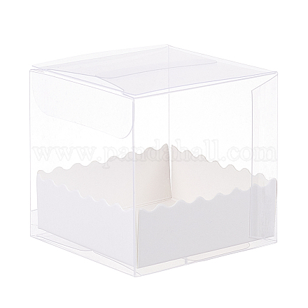折り畳み式透明PVCボックス  紙台座付き  透明  ボックス：20個/セット  台座：20個/セット CON-BC0006-42A-1