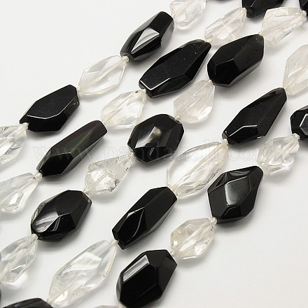 Nuggets Natural Obsidian and Crystal Beads Strands G-N0128-64-1