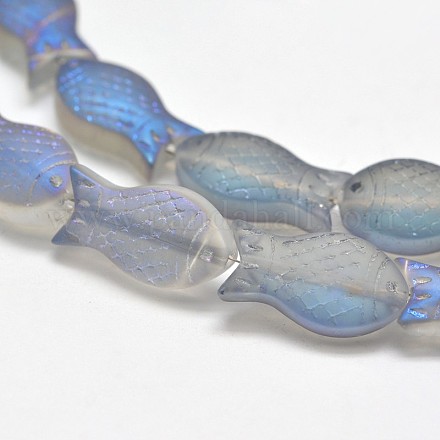 Gefrostet galvanisieren Glasfische Perlen Stränge X-EGLA-M001-D04-1
