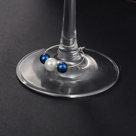 Glass Pearl Beads Wine Glass Charms AJEW-JO00036-01-1