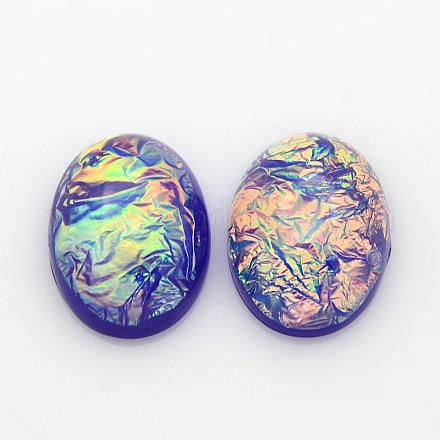 Oval Resin Imitated Opal Cabochons CRES-L009-07-1