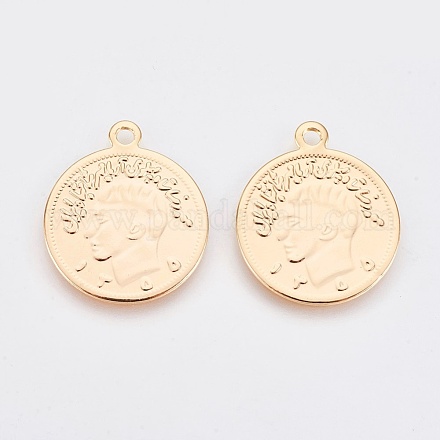 Brass Coin Pendants KK-K230-21G-NF-1