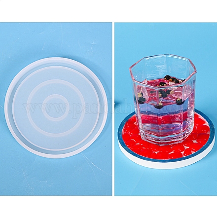 Moules en silicone de dessous de verre ronds de bricolage DIY-P010-28-1