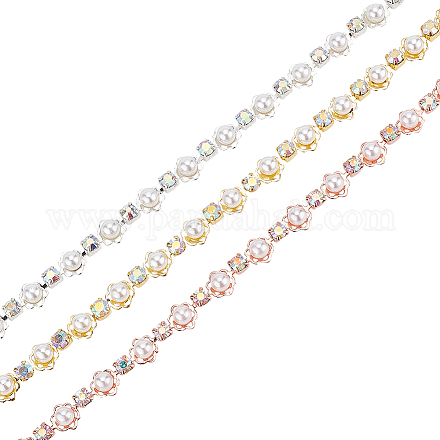 Nbeads 6 yards 3 couleurs ab couleur strass tasse chaînes LCHA-NB0001-02-1