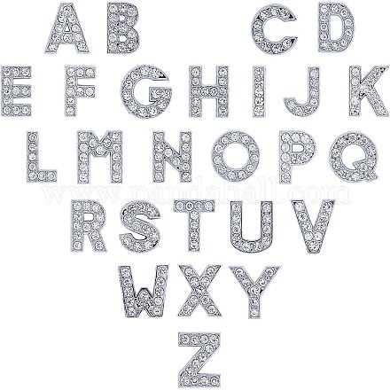 Nbeads156個のアルファベットスライドビーズ  diyクラフトジュエリー装飾用ラインストーンazレターチャームネックレスブレスレットビーズ ALRI-NB0001-05-1