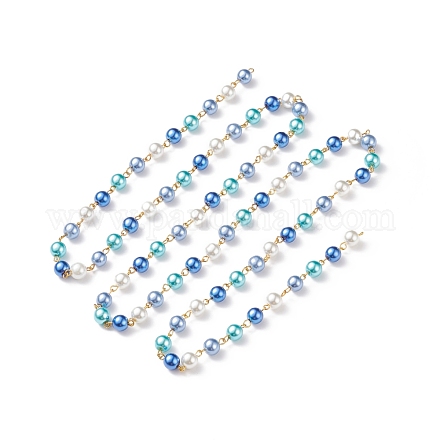 Catena di perle di vetro fatta a mano AJEW-JB01134-01-1