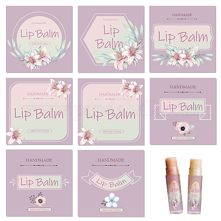 CRASPIRE Lip Balm Labels 80pcs Homemade Lip Balm Labels 2” Clear Lip Balm Labels for Tubes Printable Waterproof Lip Balm Stickers Labels for Lip Balm Handcream Candle Container（Flowers-Pink Purple） DIY-CP0007-95A-1