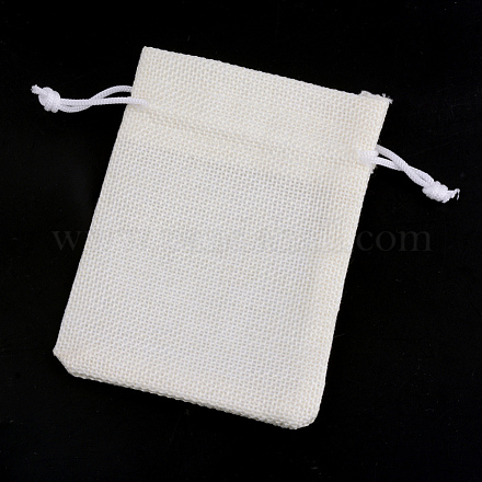 ポリエステル模造黄麻布包装袋巾着袋  乳白色  23x17cm X-ABAG-R005-17x23-21-1