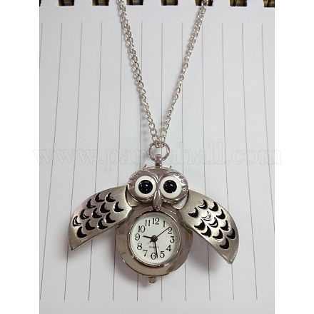 Мило сова сплава кварцевые карманные часы кулон ожерелье WACH-N006-01S-1