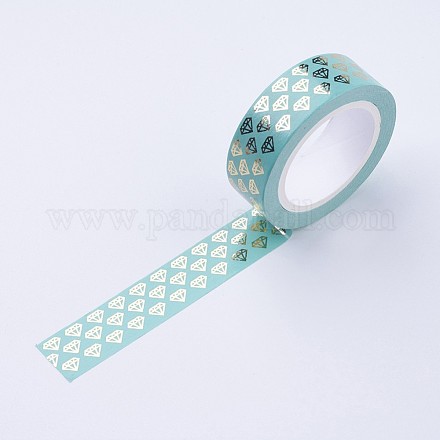 DIYスクラップブック装飾紙テープ  マスキングテープ  ダイヤモンド  グリーン  15mm DIY-F014-C18-1