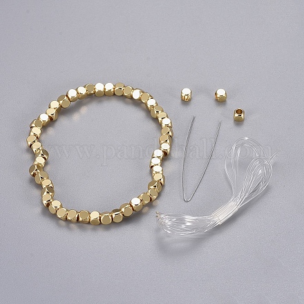 Brass Beads Stretch Bracelets BJEW-JB04177-1