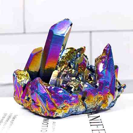 Ornements de grappe de cristal de quartz druzy naturel galvanisé RABO-PW0001-179B-1