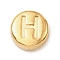 304 Stainless Steel Beads, Flat Round with Letter, Golden, Letter H, 7x3.5mm, Hole: 1.7mm