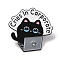 Cries In Corporate Cat Enamel Pins, Black Alloy Lapel Pin Backs for Backpack Clothes, Black, 33x33.5mm