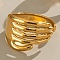 304 Stainless Steel Cuff Open Rings, Palm, Golden, 14mm, Inner Diameter: 17.4mm