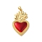 Rack Plating Brass Enamel Pendants, Cadmium Free & Lead Free, Long-Lasting Plated, Real 18K Gold Plated, Sacred Heart Charm, FireBrick, 36x21.5x4mm, Hole: 3x5mm