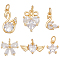 12Pcs 6 Styles Brass Micro Pave Cubic Zirconia Pendants, with Jump Ring, Golden, Mixed Shapes, 9~18.5x8.9~17.9mm, 2pcs/style