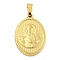 Ion Plating(IP) 304 Stainless Steel Pendants, Religious Theme Charm, Oval with Saint, Golden, 24x16x2~2.5mm, Hole: 5x3mm