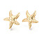 Brass Stud Earring Findings, Long-Lasting Plated, Nickel Free, Starfish, with Loop, Starfish, 20x19.5mm, Hole: 2mm, Pin: 0.8mm