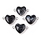 Natural Larvikite Love Heart Pendants, Brass Heart Charms, Platinum, 15.5x23x6mm, Hole: 1.8~2mm