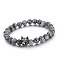 Natural Labradorite Round Beads Stretch Bracelets, Stainless Steel Jewelry for Men, Wolf