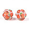 Fruit Round Resin Beads, with Polymer Clay & Rhinestone, Carrot, 17~21.5mm, Hole: 2~2.5mm